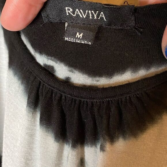 Raviya Tie Dye Blue, Black & White Cold-Shoulder Top - Picture 2 of 4